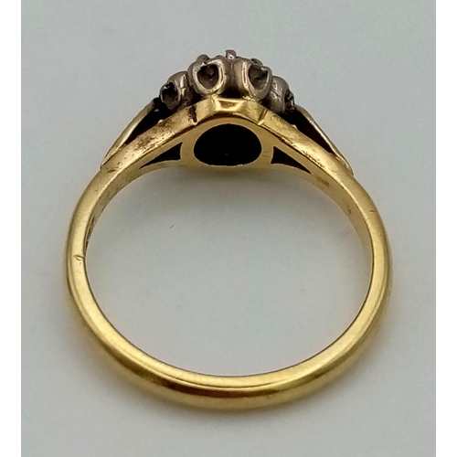 547 - A Vintage 15K Yellow Gold Old Cut Diamond Ring. Size L 1/2.
3.61g total weight.