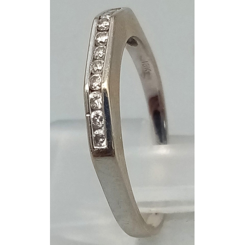 561 - A Vintage 18K White Gold and Diamond Half-Eternity Ring. Size P 1/2. 2.8g total weight.