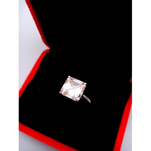 631 - A 3.85ct Princess Cut White Moissanite Ring. Set in 925 Silver. Size N 1/2. Comes in a presentation ... 