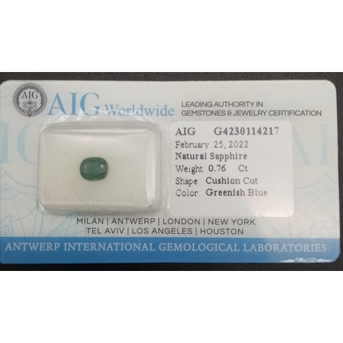 532 - A 0.76ct Blue Sapphire. Eye Clean, Sealed Gemstone. Comes with AIG Milan certificate.