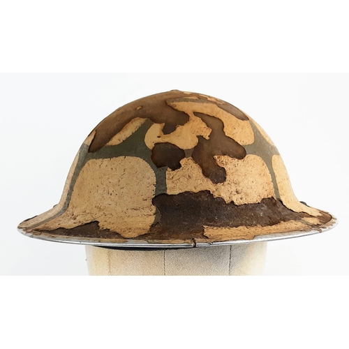 750 - WW2 British MK II Helmet Painted in Malta Camouflage. Malta was one of the most bombed places during... 