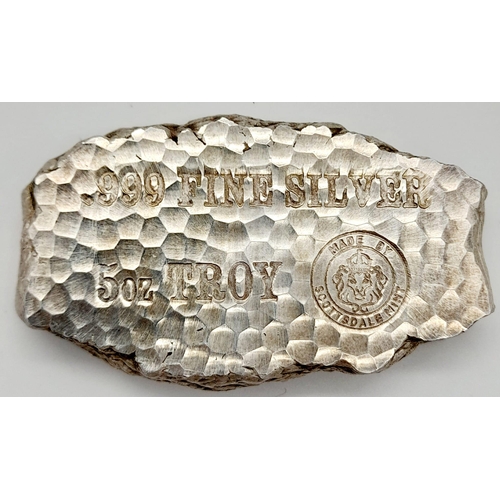 106 - A Tombstone 5oz (.999) Silver Nugget. Made by the Scottsdale Mint in Arizona. Comes in a Tombstone p... 