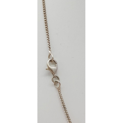 1198 - Three Vintage Style Silver Necklaces. Two with hanging stones. All 42cm. 44g total weight.