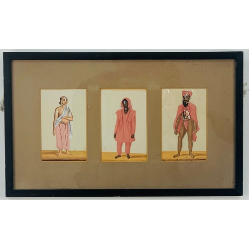 46 - A Rare Mid 19th Century Indian Mica Three-Panel Painting. 
39cm x 24cm in frame.