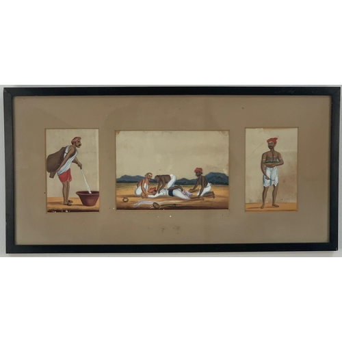 46 - A Rare Mid 19th Century Indian Mica Three-Panel Painting. 
39cm x 24cm in frame.