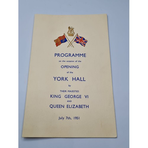 1114 - Original programme from the opening of the famous Bethnal Green York hall in July 1951. 20x12.5cms.