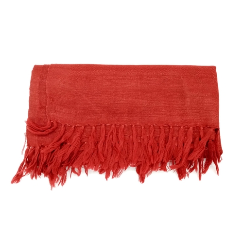 1188 - Soft luxurious Red Pashmina Wool Scarfl/Shawl with Tassels at the ends. Beautifully soft, versatile ... 