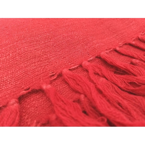 1188 - Soft luxurious Red Pashmina Wool Scarfl/Shawl with Tassels at the ends. Beautifully soft, versatile ... 