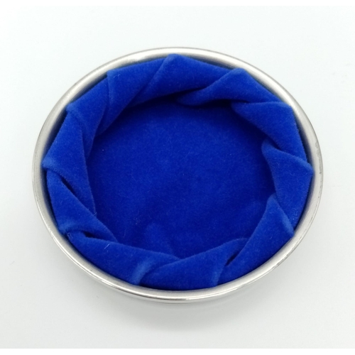 445 - A Hand-Crafted Tiffany and Co Pewter Circular Trinket Case. As new, comes in Tiffany Packaging. 8cm ... 