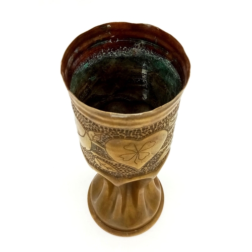 434 - Ornate WW1 Trench Art Vase made from an INERT German shell case dated 1917.