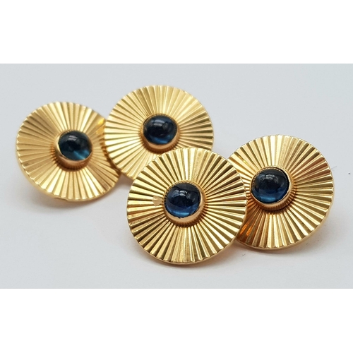 420 - 4 1940'S 18K GOLD AND SAPPHIRE BUTTONS .   12.1gms