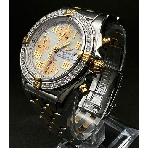 120 - A Breitling Gold and Stainless Steel Automatic Chronograph Gents Watch. Bi-metal strap and case. Dia... 