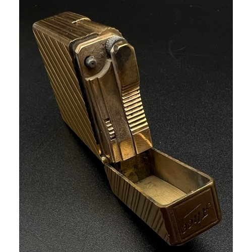 360 - A Vintage Dupont Gold Plated Lighter. 5 x 3.5cm. In need of some gas! Uk buyers only please. Ref: 44