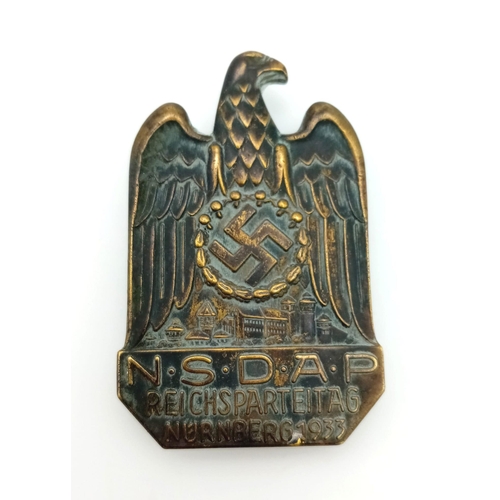 391 - 3rd Reich NSDAP 1933 Nuremberg Rally Badge.