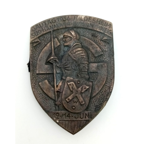 405 - WW2 German Hildesheim Rally/Gautag Tinnie Badge. Shield shaped badge dated 12 th -14 th June
1936