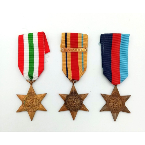 172 - WW2 British 1st Army Medal Group comprising of 3 campaign stars for 1939-45, Africa with 1st Army Ba... 