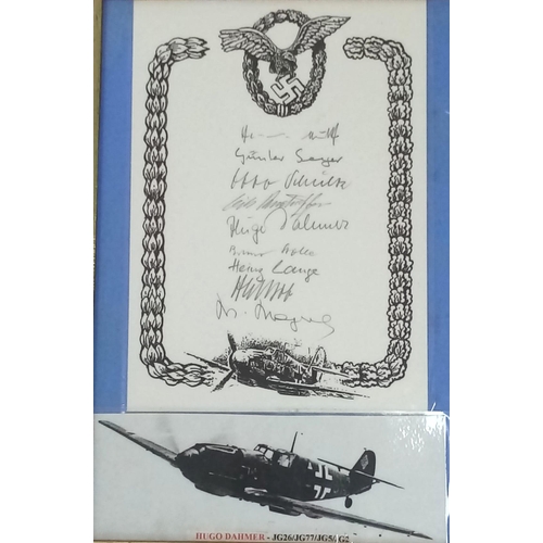 281 - 9 Original Signatures of German Knights Cross Winners who fought in the Battle of Britain.