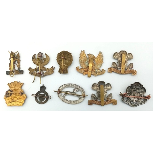 317 - 10 x Brass British Army Yeomanry Cap Badges.