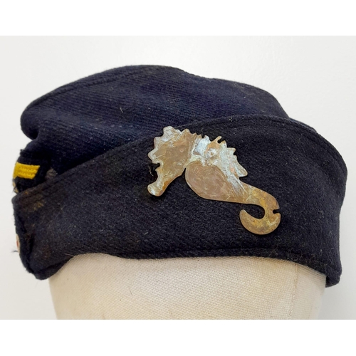 33 - WW2 German Kriegsmarine Enlisted Man’s Side Cap with U-Boat Flotilla Insignia.