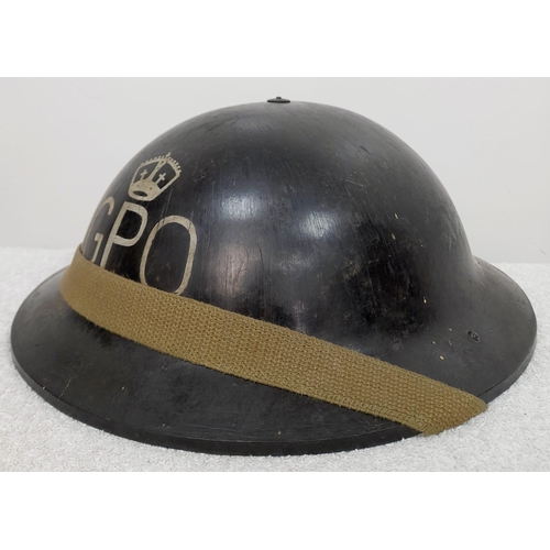 363 - WW2 British General Post Office Non Conductive Fibre Helmet worn by line laying crews.