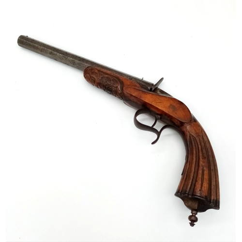 38 - An Antique French Lepage Moutier Muzzle Loader Flintlock Pistol. Makers mark on top of barrel. Sprin... 