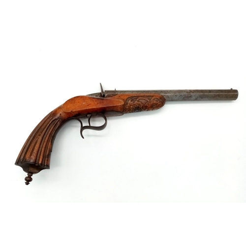 38 - An Antique French Lepage Moutier Muzzle Loader Flintlock Pistol. Makers mark on top of barrel. Sprin... 