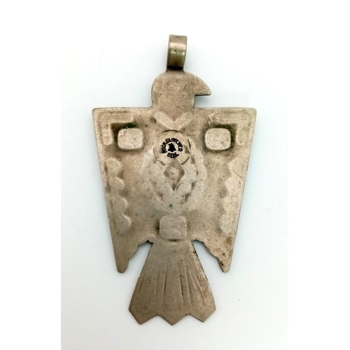 1101 - A Scarce 1960’s Nickel Silver Bell Native Indigenous American Eagle Pendant 7.5cm Length