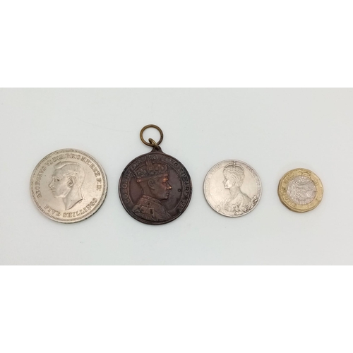 134 - A Parcel of 3 Antique and Vintage Royal Commemorative Medal, Medallion and Coin Pi2eces Comprising; ... 