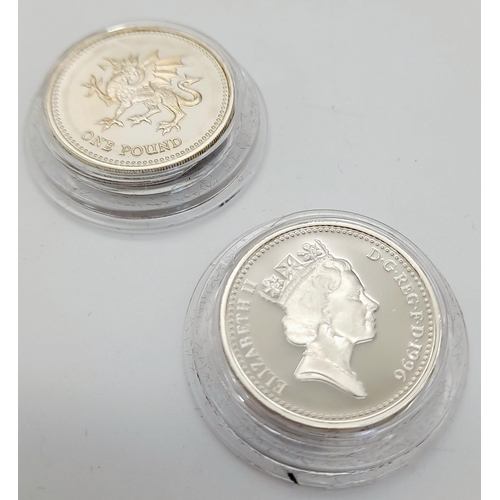 226 - A Parcel of Two Sterling Silver (Silver Proof) £1 Coins dated 1995 & 1996 as issued by the Royal Min... 