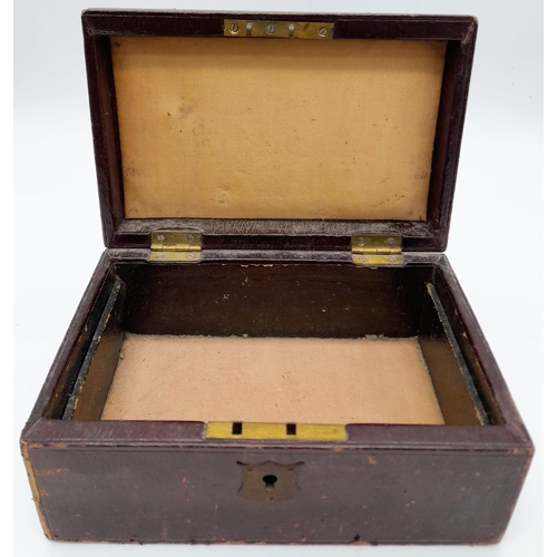 466 - An Antique Wood Cash-box with a Gilded Belgium Military Emblem on Lid. 18 x 12cm