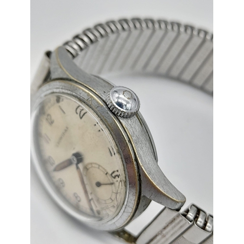 54 - A Very Good Condition WW2 Period Leonidas (Pre Heuer) Stainless Steel Mechanical Wind Watch with Sub... 