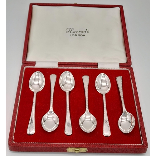 116 - A Superb Set of 6 Harrods Hallmarked Silver Spoons in their original presentation box. Silver Weight... 