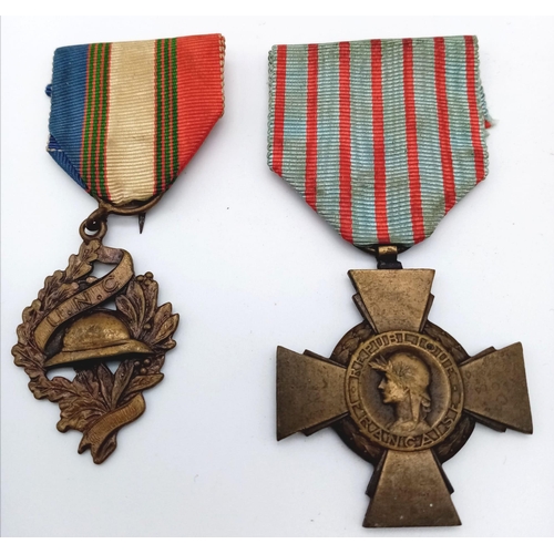 127 - A Parcel of Two WW1 French Medals Comprising; 1) French Veterans Medal and 2) French Combatants Cros... 