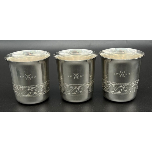 18 - SET OF 3 STERLING SILVER CUPS HALLMARKED EDINBURGH HAMILTON & INCHES ENGRAVED ON FRONT EST 1815 400G