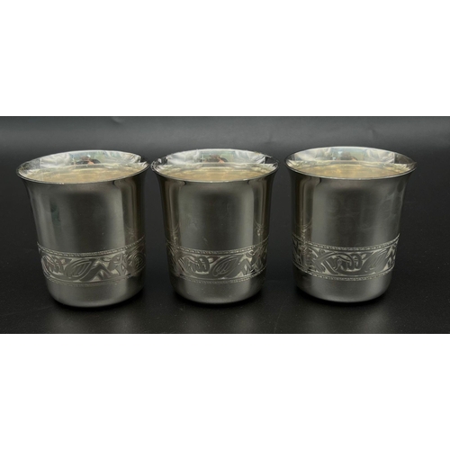 18 - SET OF 3 STERLING SILVER CUPS HALLMARKED EDINBURGH HAMILTON & INCHES ENGRAVED ON FRONT EST 1815 400G