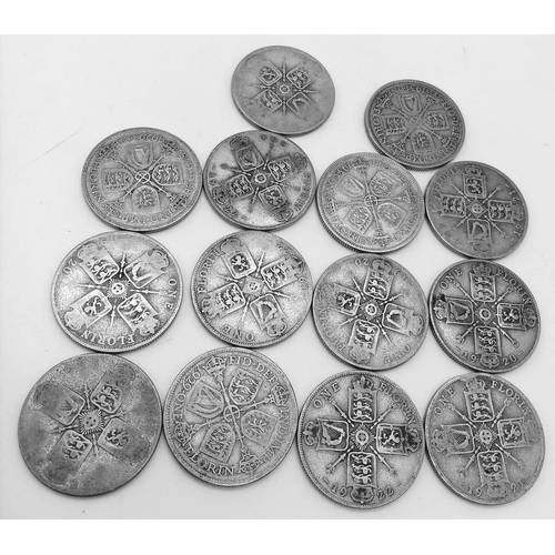 205 - A Parcel of 14 Pre-1947 Silver Florins Comprising 4 x 1920, 3 x 1921, 3 x 1922, 2 x 1929, 1 x1931 an... 