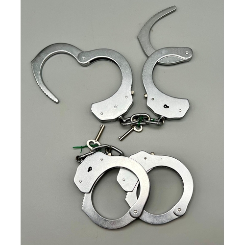 464 - Two Pairs of Police Metal Handcuffs with Keys.