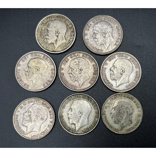 811 - A Parcel of 8 Pre-1947 Silver Florins Comprising Dates; 1 x 1921, 2 x 1922, 1 x 1923 1 x 1929, 1 x 1... 