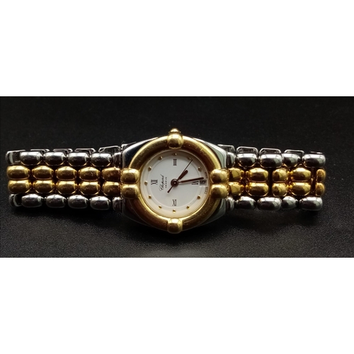 340 - A Chopard Gstaad Bi-Metal Quartz Ladies Watch. Bi-metal bracelet and case - 23mm. White dial with da... 