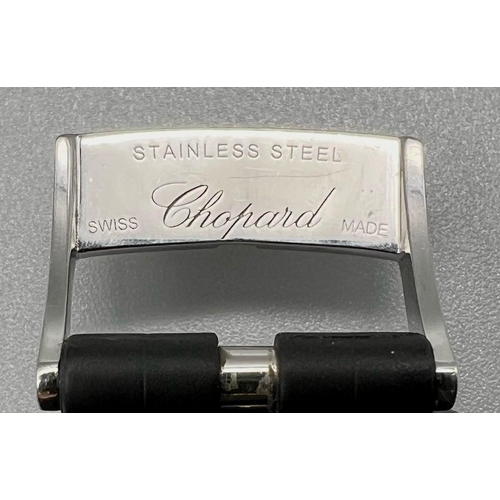 485 - A Chopard Happy Sport Ladies Watch. Chopard black rubber strap. Stainless steel case - 36mm. Black d... 