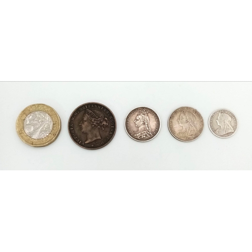 249 - A Parcel of 4 Antique Coins Comprising; a Scarce 1887 Victoria Silver Jubilee Head Sixpence *Withdra... 