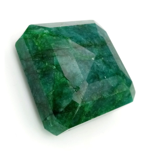 478 - A 420ct Faceted Natural Brazilian Huge Emerald. Square-step cut. 4 x 4cm.