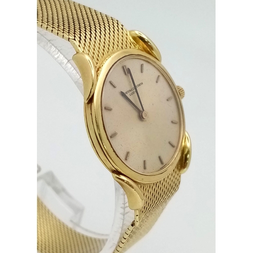 381 - A Vacheron and Constantin 18k Solid Gold Ladies Watch. 18k gold bracelet and case - 23mm. Gold tone ... 