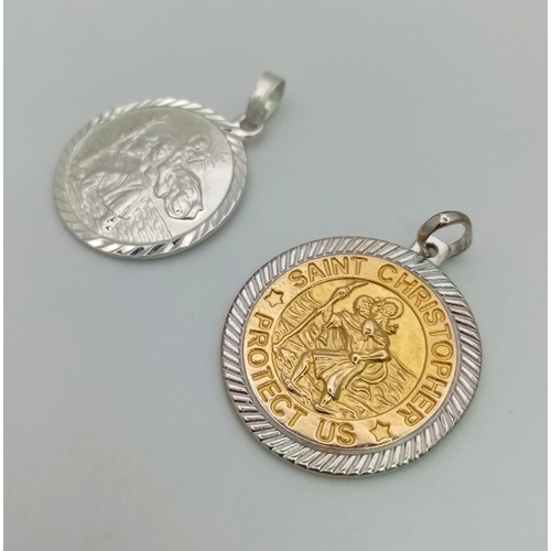 1116 - 4 X STERLING SILVER ST CHRISTOPHERS.  2 X ROUND & 2 X RECTANGULAR ALL BRAND NEW 12.2G