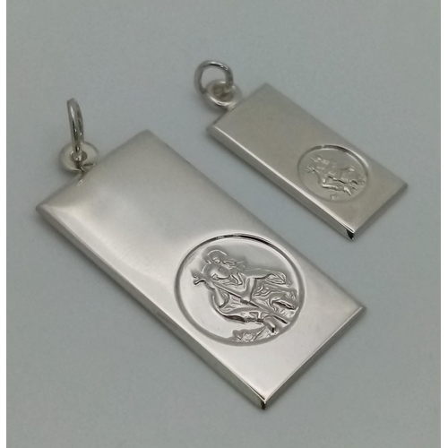 1116 - 4 X STERLING SILVER ST CHRISTOPHERS.  2 X ROUND & 2 X RECTANGULAR ALL BRAND NEW 12.2G