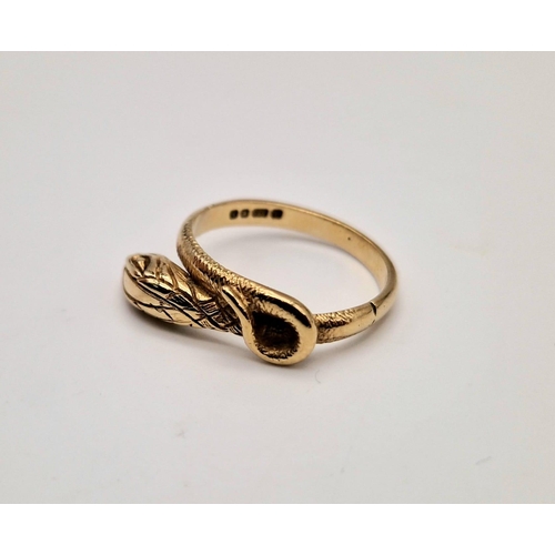 803 - 9K YELLOW GOLD SNAKE RING 2.8G SIZE M