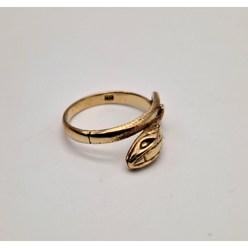 803 - 9K YELLOW GOLD SNAKE RING 2.8G SIZE M