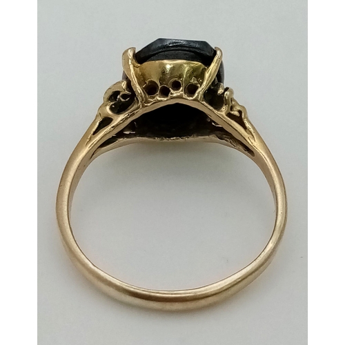 752 - 9k hematite vintage style ring. Total Weight 4g, size P, (hematite: 14mm x 10mm)