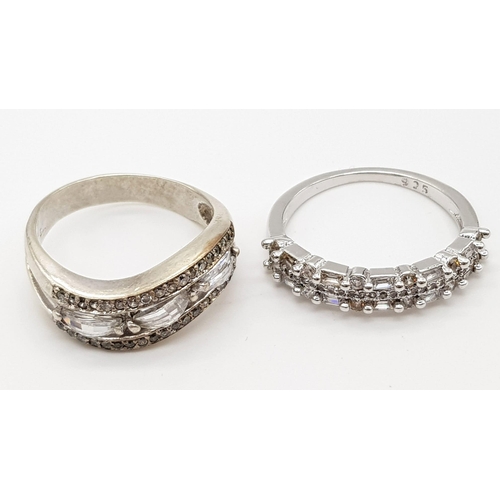 787 - Sterling Silver CZ set bundle of 2 rings (both size X) and 20