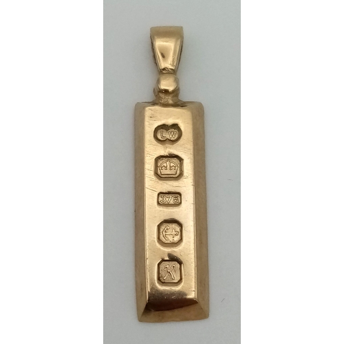 774 - 9K YELLOW GOLD INGOT PENDANT 4.2G